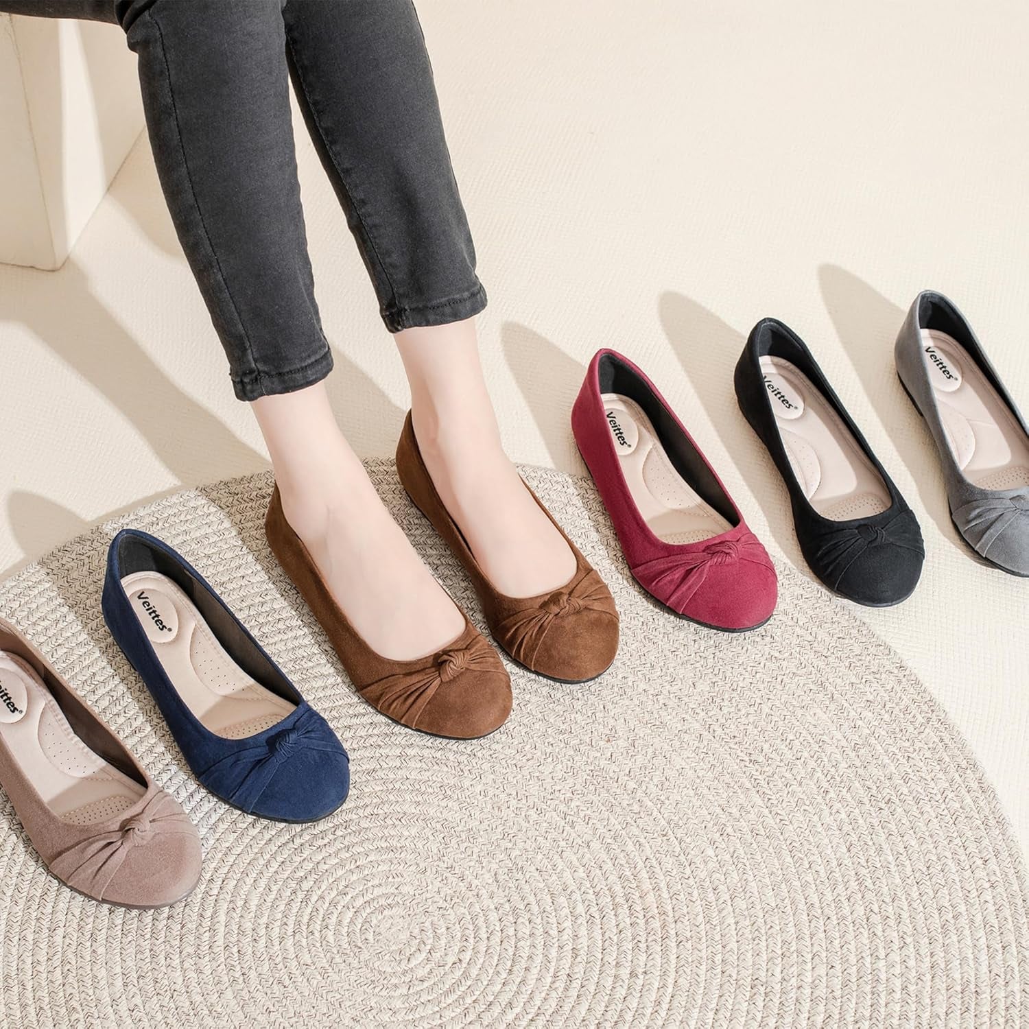 Women'S Wide Width Flat Shoes, Classic Soft round Toe Design Ballet Flats.