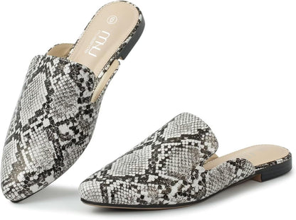 All-Season Women'S Mules：Pointed Toe Backless Loafers：Slip-On Dressy Comfortable Casual Office Business Flat Shoes for Working Women Aged 25-45