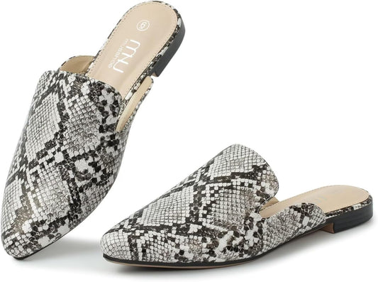 All-Season Women'S Mules：Pointed Toe Backless Loafers：Slip-On Dressy Comfortable Casual Office Business Flat Shoes for Working Women Aged 25-45