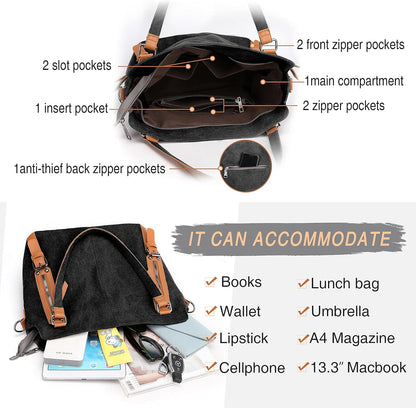 Women Tote Handbags Hobo Shoulder Bags Lightweight Canvas Purse Fashion Large Capacity Bags