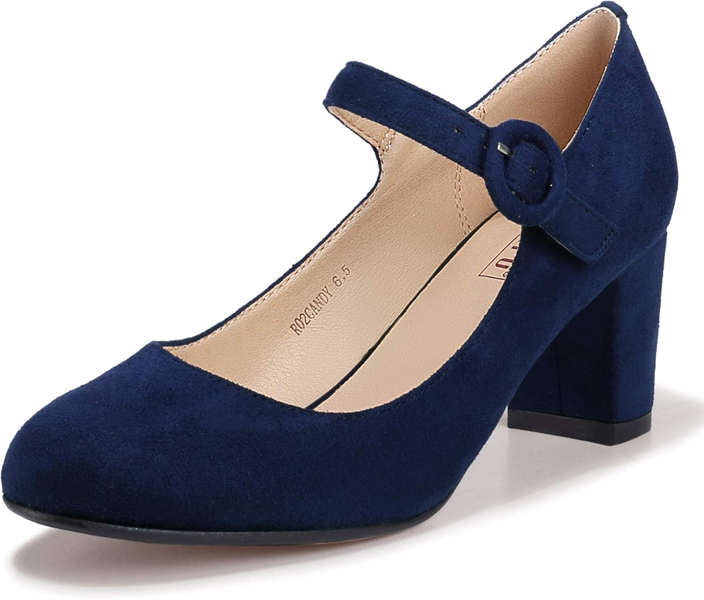 Women'S Candy Dress Mary Jane Shoes Low Block Heels Closed round Toe Office Work Church Wedding Pumps
