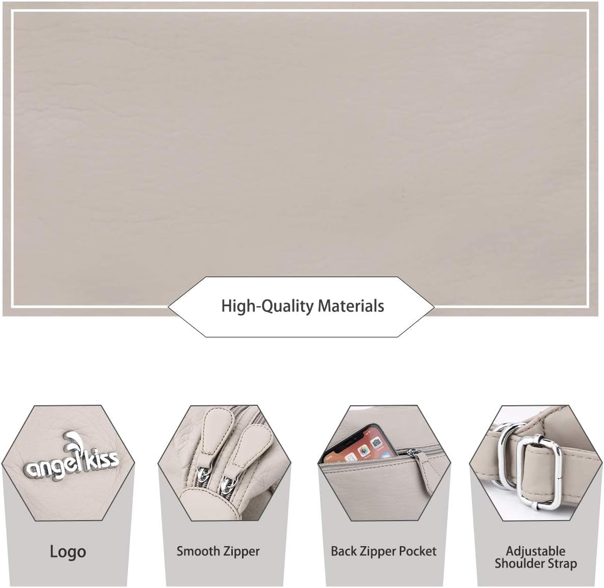 Angel Kiss Purses and Handbags for Women Multi-Pocket Roomy Hobo Shoulder Bags Ladies Satchel Tote Washed Soft Leather Bag