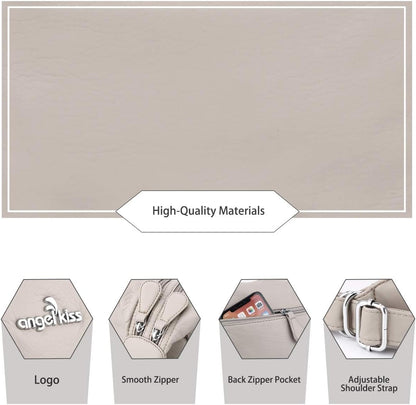 Angel Kiss Purses and Handbags for Women Multi-Pocket Roomy Hobo Shoulder Bags Ladies Satchel Tote Washed Soft Leather Bag