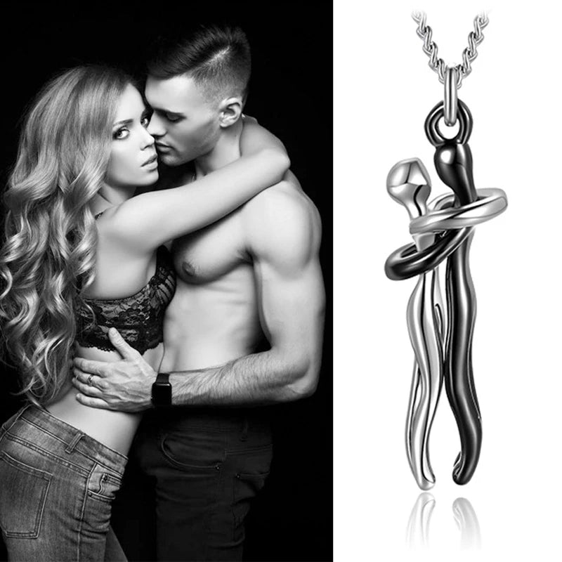 Fashion Couple Hug Pendant Necklace for Women Girls Wedding Chain Necklaces Party Valentine'S Day Fashion Jewelry Gifts