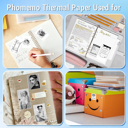 White Self-Adhesive Thermal Paper, Glossy Printable Sticker Paper Label for  M02/M02 Pro/M02S/P2S/M03/M04S Mini Sticker Printer, 50Mm X 3.5M, Diameter 28Mm, 3-Rolls, Image Time 2 Years