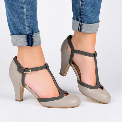 Women'S Olina Classic Mary Jane Pumps with T-Strap and Buckle Closure