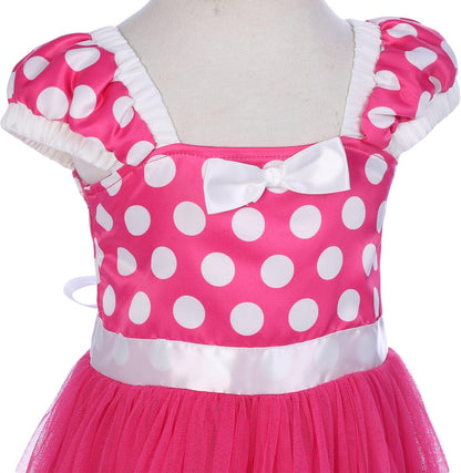 Girls' Polka Dots Princess Party Cosplay Pageant Fancy Costume Tutu Birthday Dress Up+Ears Headband