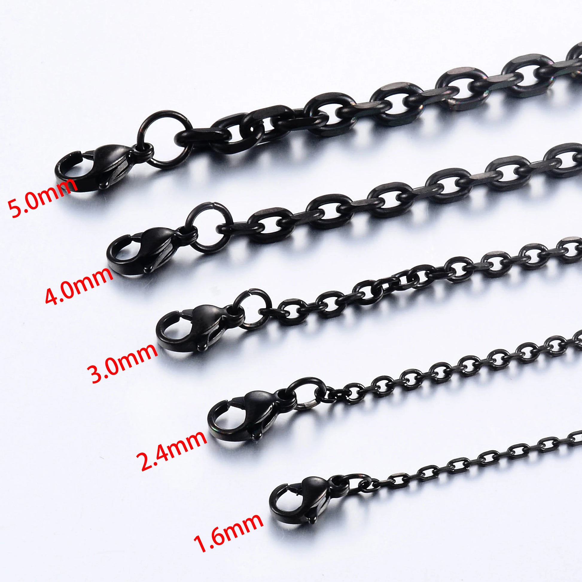 Hiphop Stainless Steel Black Rolo Link Chain Necklace 1.6/ 2.4/ 3/ 4/ 5Mm Bracelet Jewelry Accessories Choker Christmas Gifts