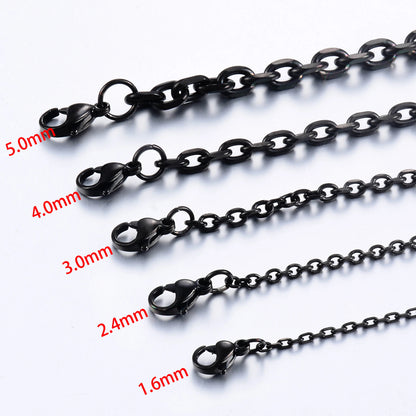 Hiphop Stainless Steel Black Rolo Link Chain Necklace 1.6/ 2.4/ 3/ 4/ 5Mm Bracelet Jewelry Accessories Choker Christmas Gifts