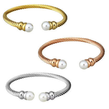 Stainless Steel Trend Open Twisted Wire Bangle Fashion Women High Quality Jewelry