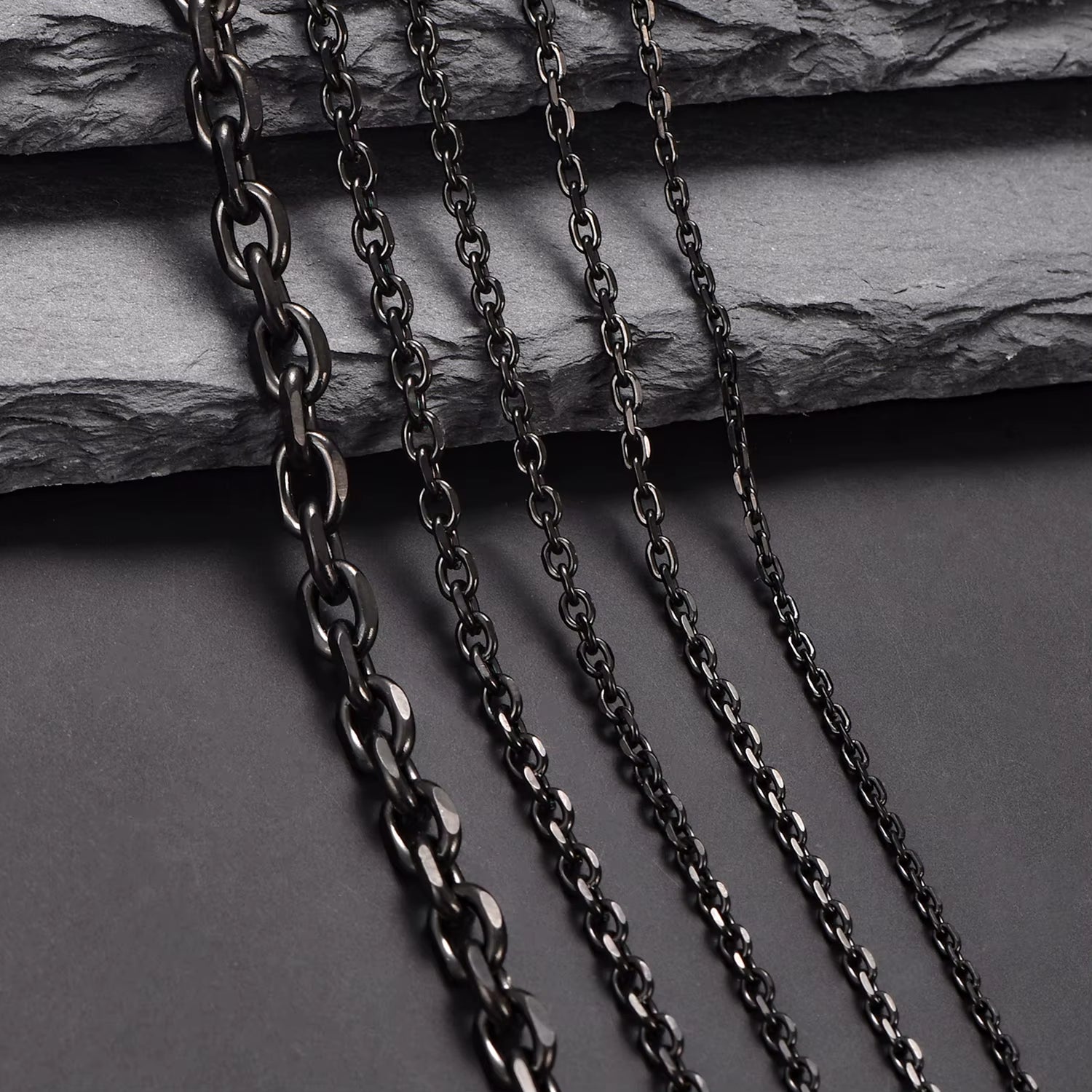 Hiphop Stainless Steel Black Rolo Link Chain Necklace 1.6/ 2.4/ 3/ 4/ 5Mm Bracelet Jewelry Accessories Choker Christmas Gifts