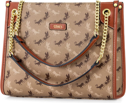 Women'S Top-Handle Handbags and Purses for Ladies Fashion Vegan Leather Satchel Tote Bags Vintage Shoulder Bag