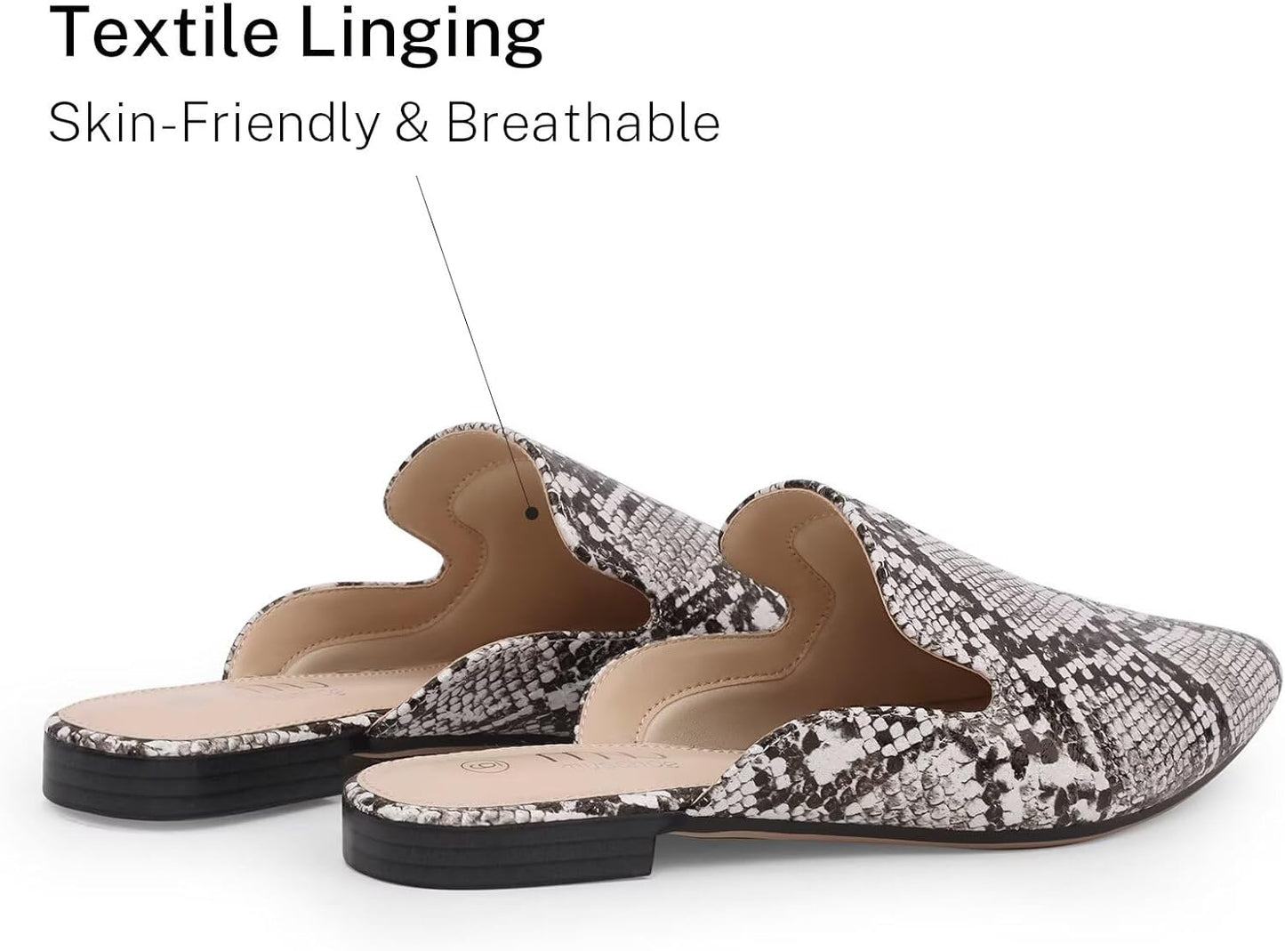 All-Season Women'S Mules：Pointed Toe Backless Loafers：Slip-On Dressy Comfortable Casual Office Business Flat Shoes for Working Women Aged 25-45