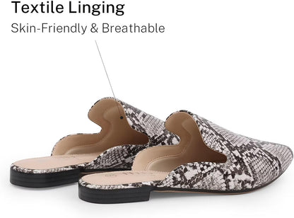 All-Season Women'S Mules：Pointed Toe Backless Loafers：Slip-On Dressy Comfortable Casual Office Business Flat Shoes for Working Women Aged 25-45