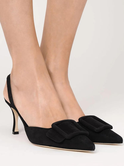 Slingback Pumps, Women'S Pointed Toe Stiletto Pumps Buckle High Heeled Sandals Office Lady Casual Party Wedding Shoes