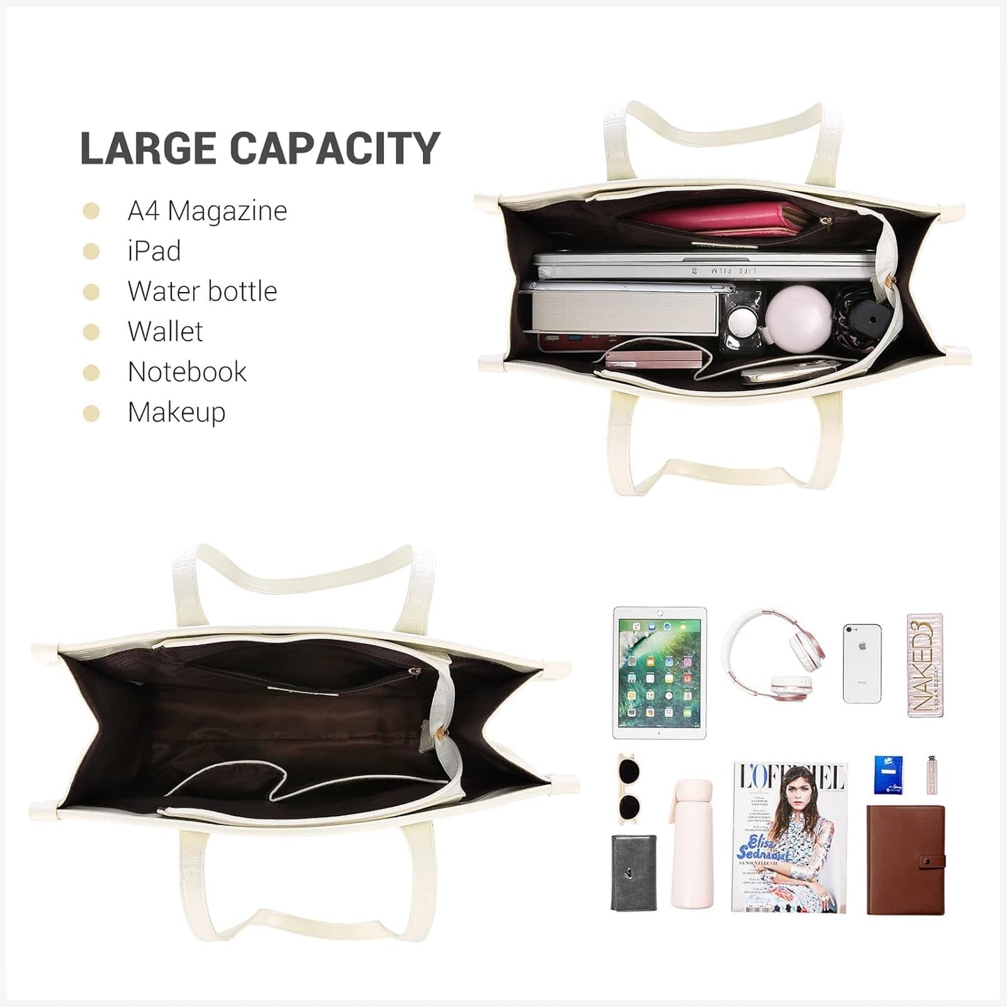 Purses for Women Fashion Tote Handbags Coach Satchel Shoulder Bags Wallet Set 3Pcs Black with Top Handle