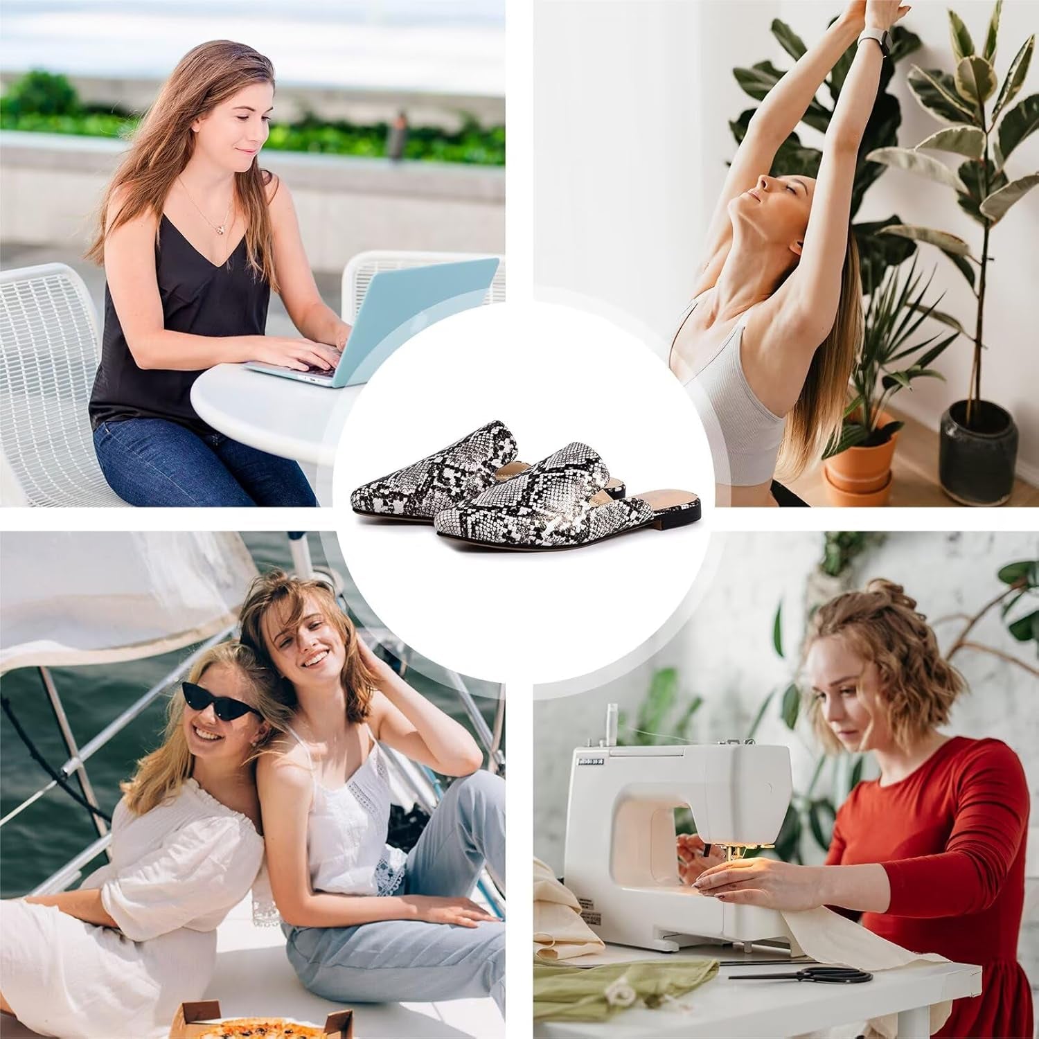 All-Season Women'S Mules：Pointed Toe Backless Loafers：Slip-On Dressy Comfortable Casual Office Business Flat Shoes for Working Women Aged 25-45