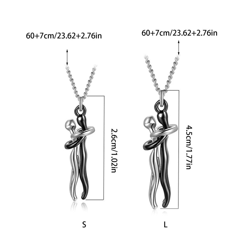 Fashion Couple Hug Pendant Necklace for Women Girls Wedding Chain Necklaces Party Valentine'S Day Fashion Jewelry Gifts