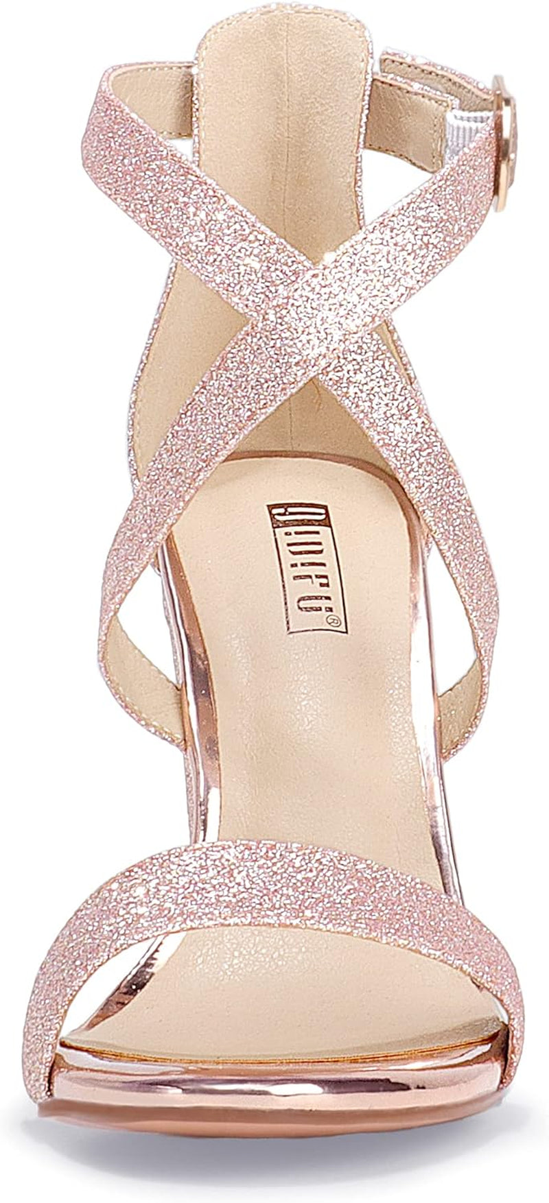 Women'S Chunky High Heel Sandal Strappy Open Toe Ankle Strap Dress Shoes for Women Bridesmaid Ladies in Wedding Bridal Evening Homecoming Prom