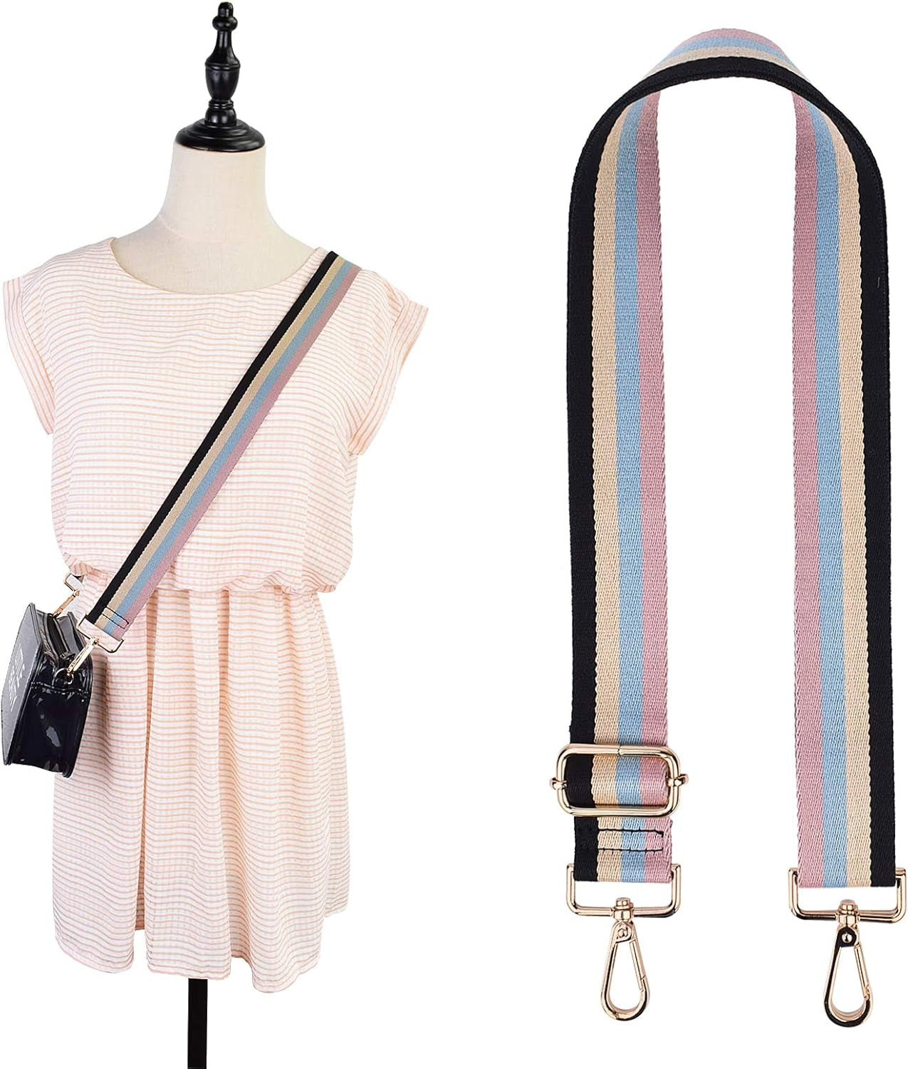Bag/Purse Strap Replacement Crossbody Shoulder for Women Adjustable Jacquard Woven Guitar Strap Style (Style 076) Middle