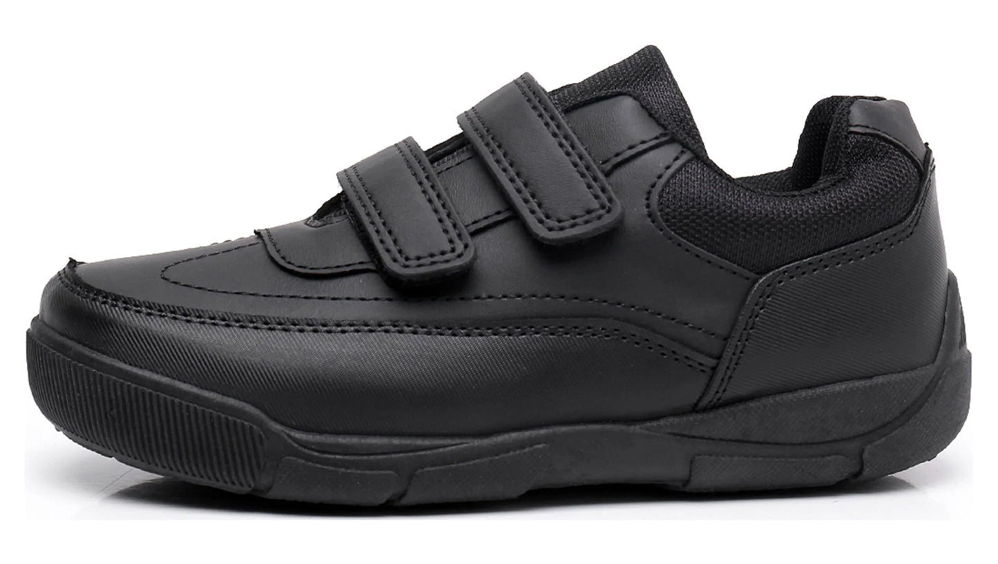 Boys School Uniform Dress Shoe Loafer Shoes Double Hook and Loop (Color : Black, Size : 5 Big Kid)