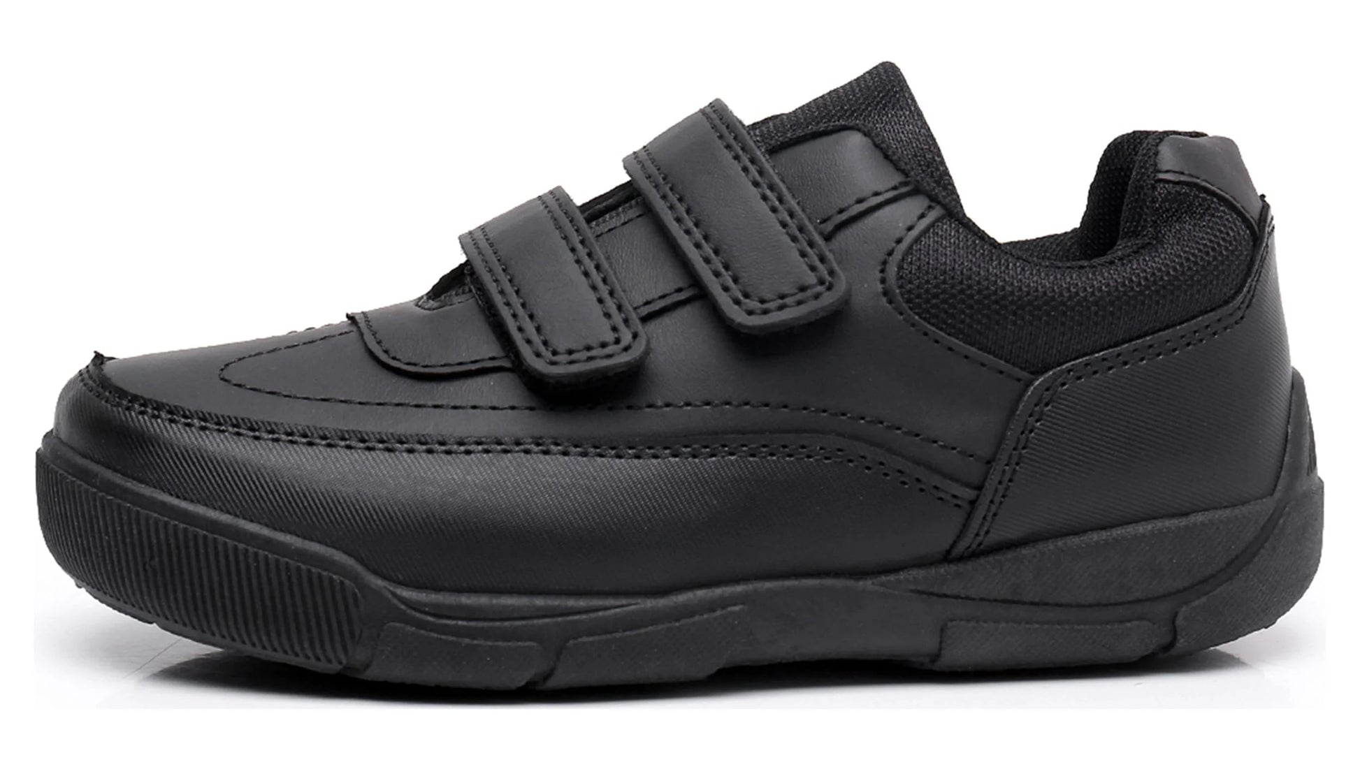 Boys School Uniform Dress Shoe Loafer Shoes Double Hook and Loop (Color : Black, Size : 5 Big Kid)
