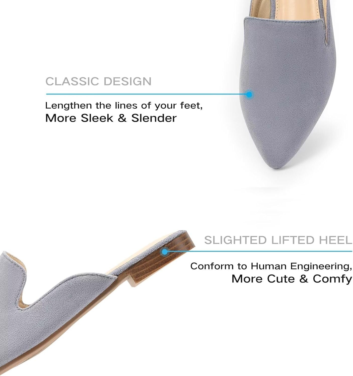 All-Season Women'S Mules：Pointed Toe Backless Loafers：Slip-On Dressy Comfortable Casual Office Business Flat Shoes for Working Women Aged 25-45