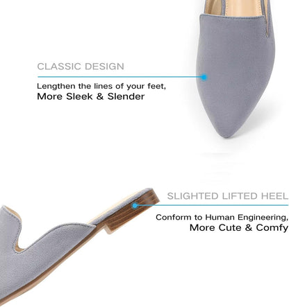 All-Season Women'S Mules：Pointed Toe Backless Loafers：Slip-On Dressy Comfortable Casual Office Business Flat Shoes for Working Women Aged 25-45