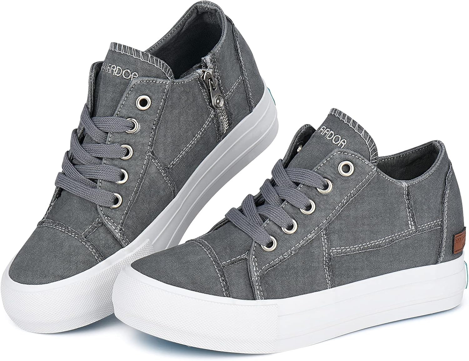 Wedge Sneakers for Women Fashion Canvas Shoes Casual Platform Hidden Heel Womens Slip on Sneaker Non Slip Side Zipper