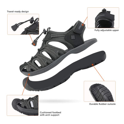 Men Fisherman Sandals Casual Hiking Sandals Comfort Outdoor Sport Shoes Summer 160912-M-NEW BROWN/BLACK/ORANGE Size 9.5