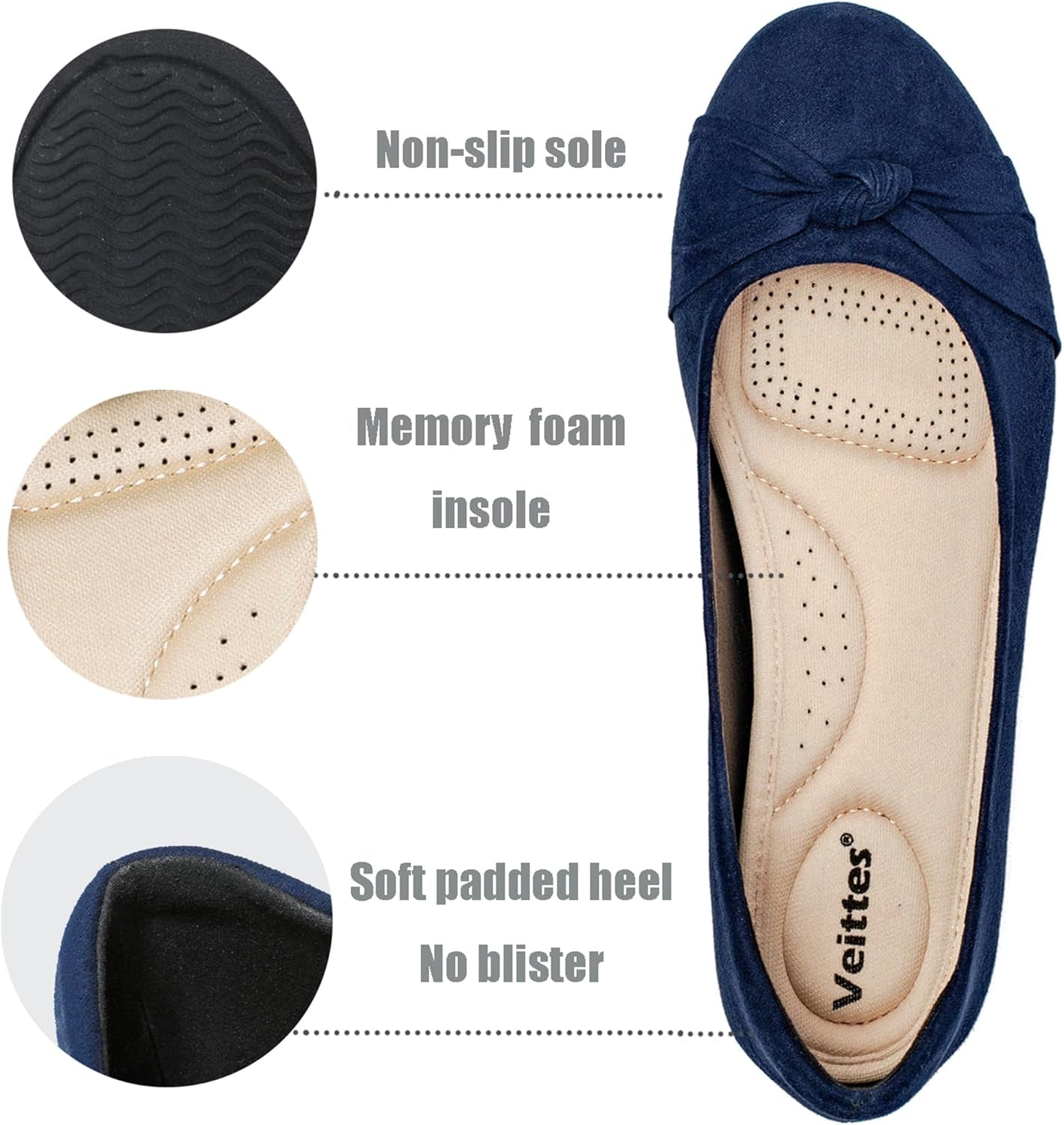 Women'S Wide Width Flat Shoes, Classic Soft round Toe Design Ballet Flats.