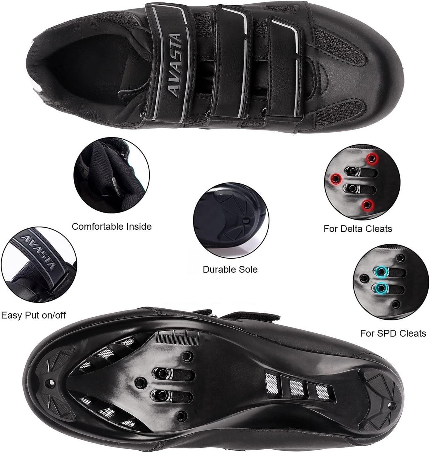 Mens Indoor Cycling Shoes Wide Type, Road Bike Cycling Shoes for Man, Lock Pedal Bike Shoes Cleated Bicycle Shoes Compatible with SPD Cleats, Look Delta, 40 Black