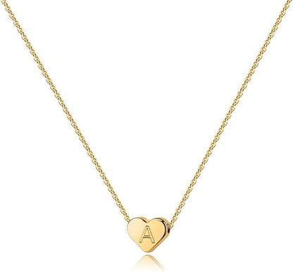 Heart Initial Necklaces for Women Girls - 14K-Gold-Plated Heart Pendant Letter Alphabet Necklace Letter Initial Necklace Gifts for Girls Teens