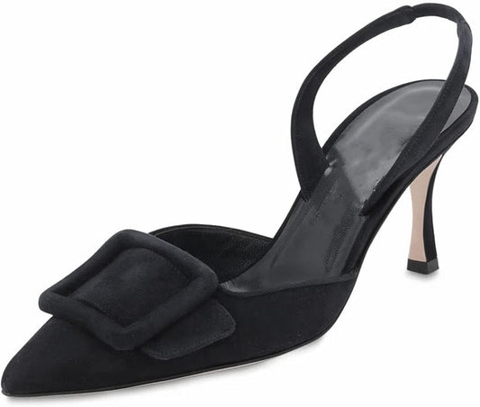 Slingback Pumps, Women'S Pointed Toe Stiletto Pumps Buckle High Heeled Sandals Office Lady Casual Party Wedding Shoes