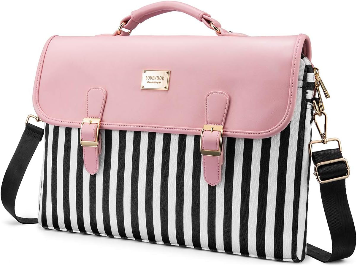 Computer Bag for Women Laptop Messenger Bag for Work College, Slim-Pink, 15.6-Inch