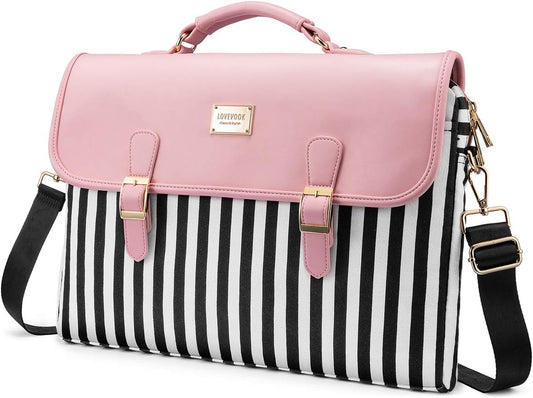 Computer Bag for Women Laptop Messenger Bag for Work College, Slim-Pink, 15.6-Inch