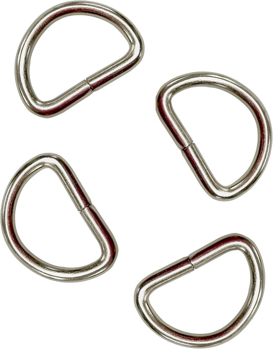 50 Pack of Metal D Rings Heavy Duty 3/4 Inch D-Rings for Sewing, Keychains, Belts and Dog Leash