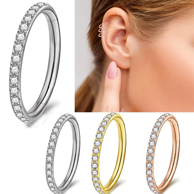 1Pc 16G 6-12Mm Titanium Nose Ring Tiny Flower Helix Cartilage Piercing Jewelry Nose Piercing Body Jewelry Cz Nose Hoop Nostril