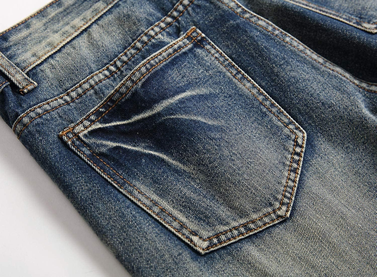Men'S Ripped Distressed Destroyed Straight Fit Washed Denim Jeans Pants