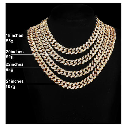 Mens Cuban Link Chain Gold Silver Rose Gold Plated Bling Miami Cuban Necklace Diamond Chain for Men 15MM Iced Out Hip Hop Jewelry