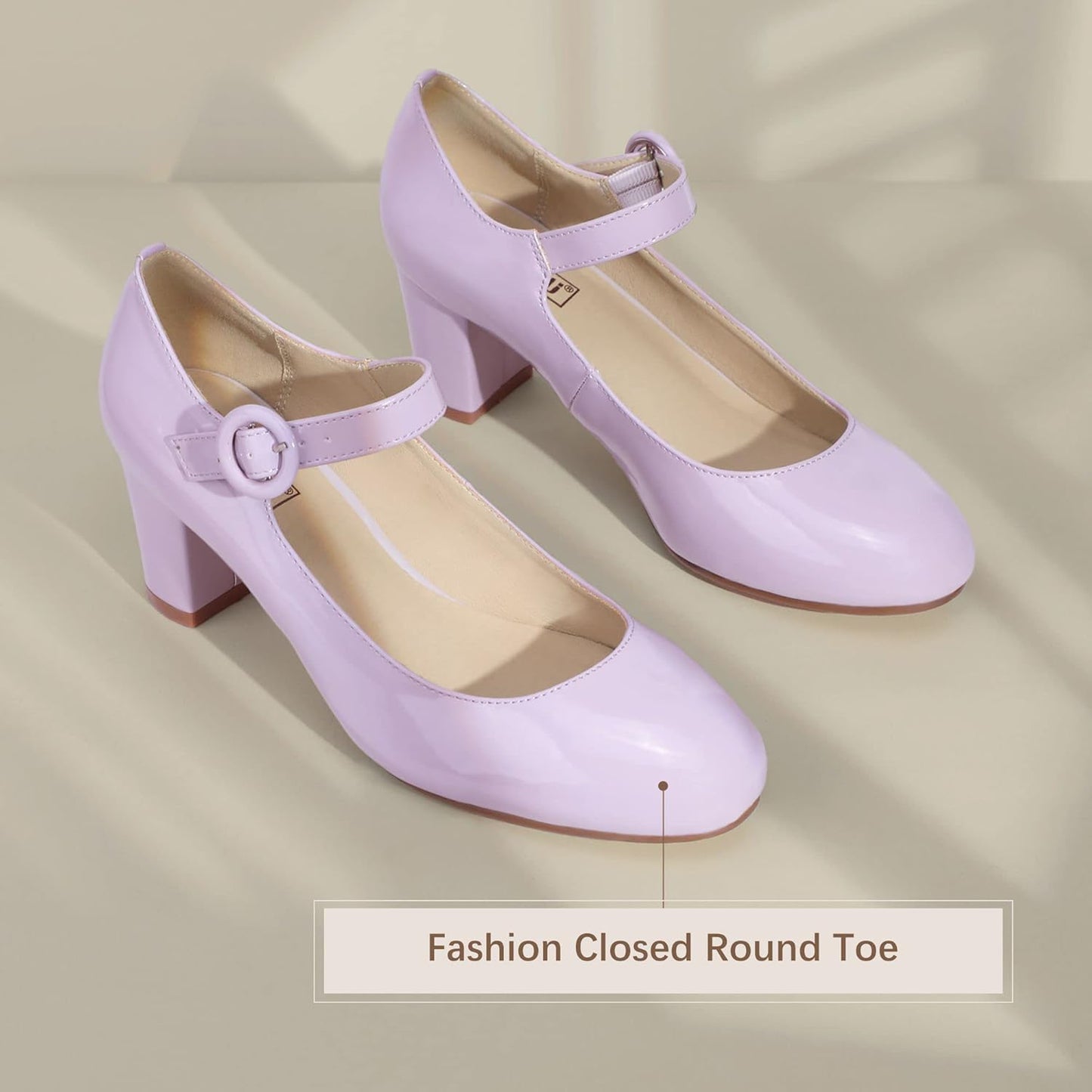 Women'S Candy Dress Mary Jane Shoes Low Block Heels Closed round Toe Office Work Church Wedding Pumps