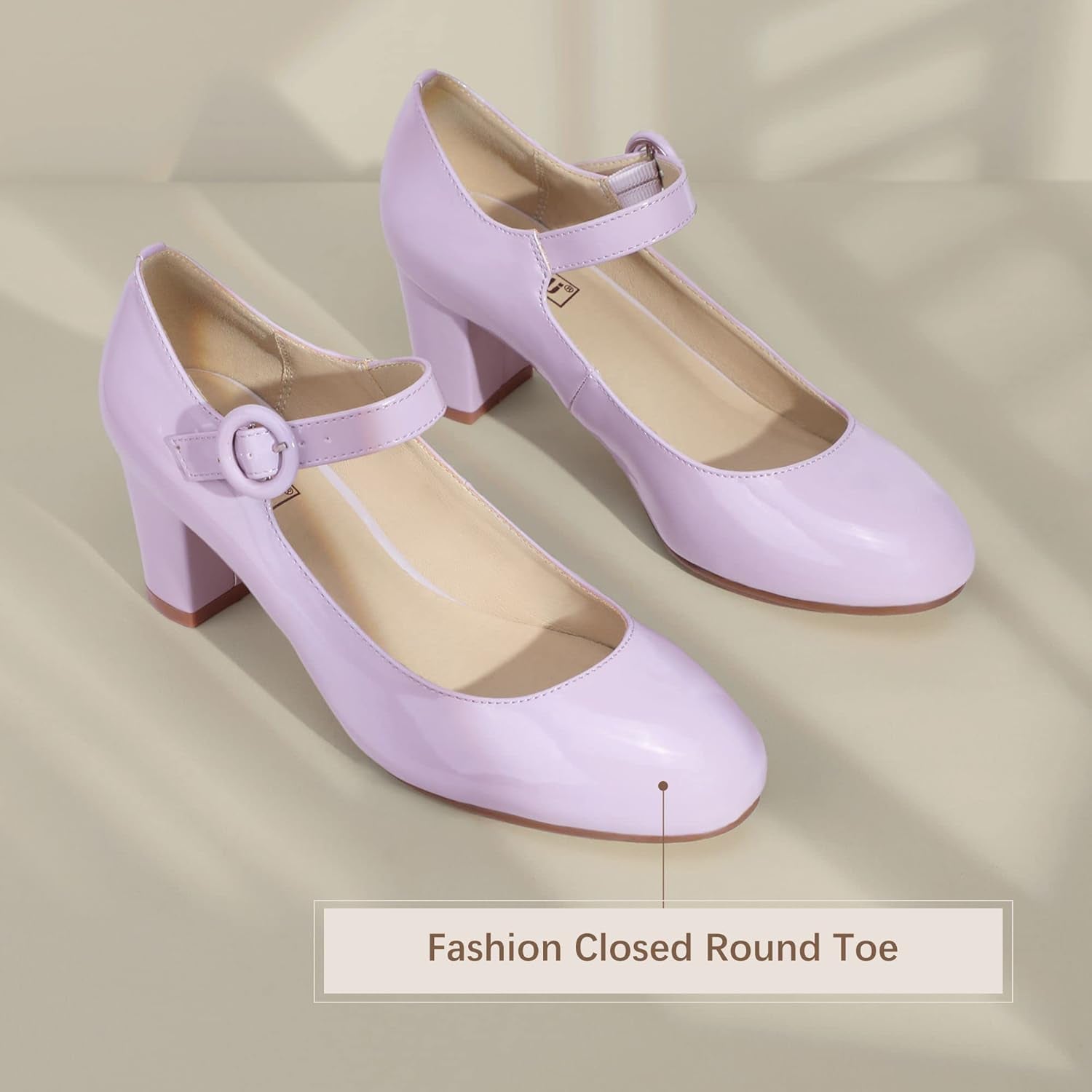 Women'S Candy Dress Mary Jane Shoes Low Block Heels Closed round Toe Office Work Church Wedding Pumps