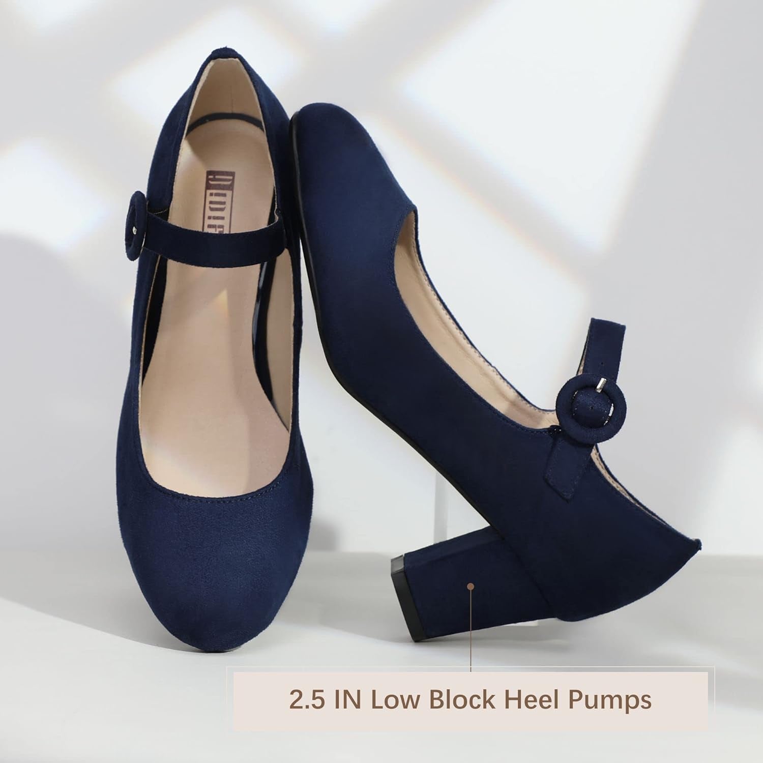 Women'S Candy Dress Mary Jane Shoes Low Block Heels Closed round Toe Office Work Church Wedding Pumps
