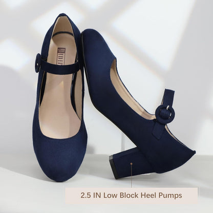 Women'S Candy Dress Mary Jane Shoes Low Block Heels Closed round Toe Office Work Church Wedding Pumps