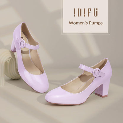 Women'S Candy Dress Mary Jane Shoes Low Block Heels Closed round Toe Office Work Church Wedding Pumps