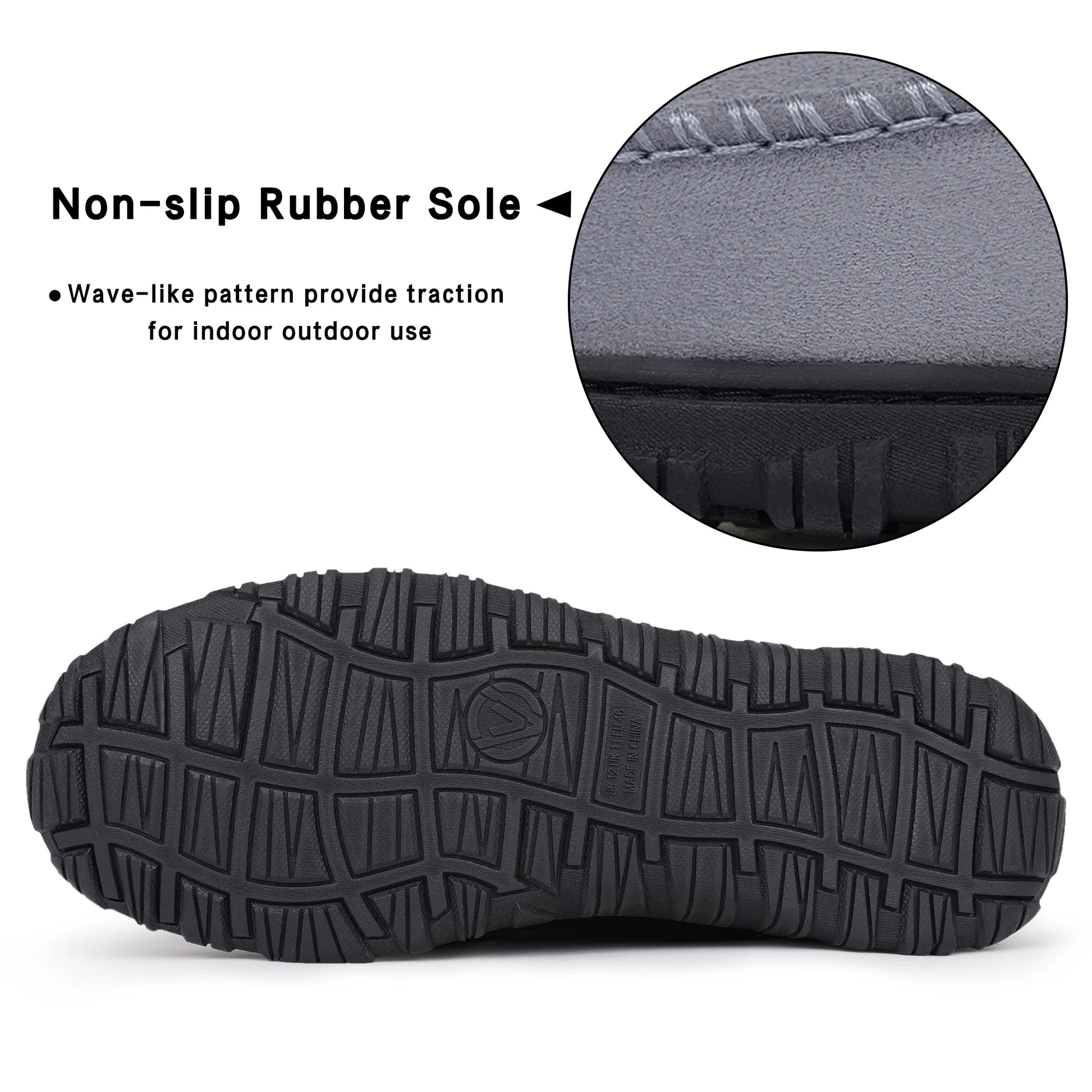 Slippers for Men Moccasins for Men Cozy Memory Foam House Slippers Indoor Outdoor Bedroom Shoes Hard Rubber Sole MALE Greyblack 10