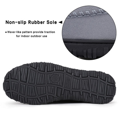 Slippers for Men Moccasins for Men Cozy Memory Foam House Slippers Indoor Outdoor Bedroom Shoes Hard Rubber Sole MALE Greyblack 10