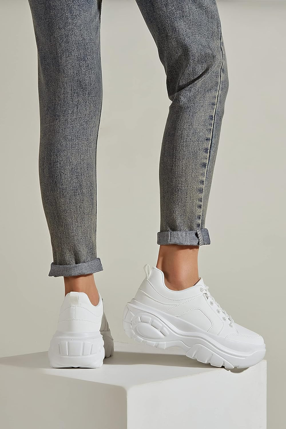 Women Chunky Platform Dad Colorblock White Neon Green Fuchsia Hologram Silver Casual Lace-Up Walking Sneakers