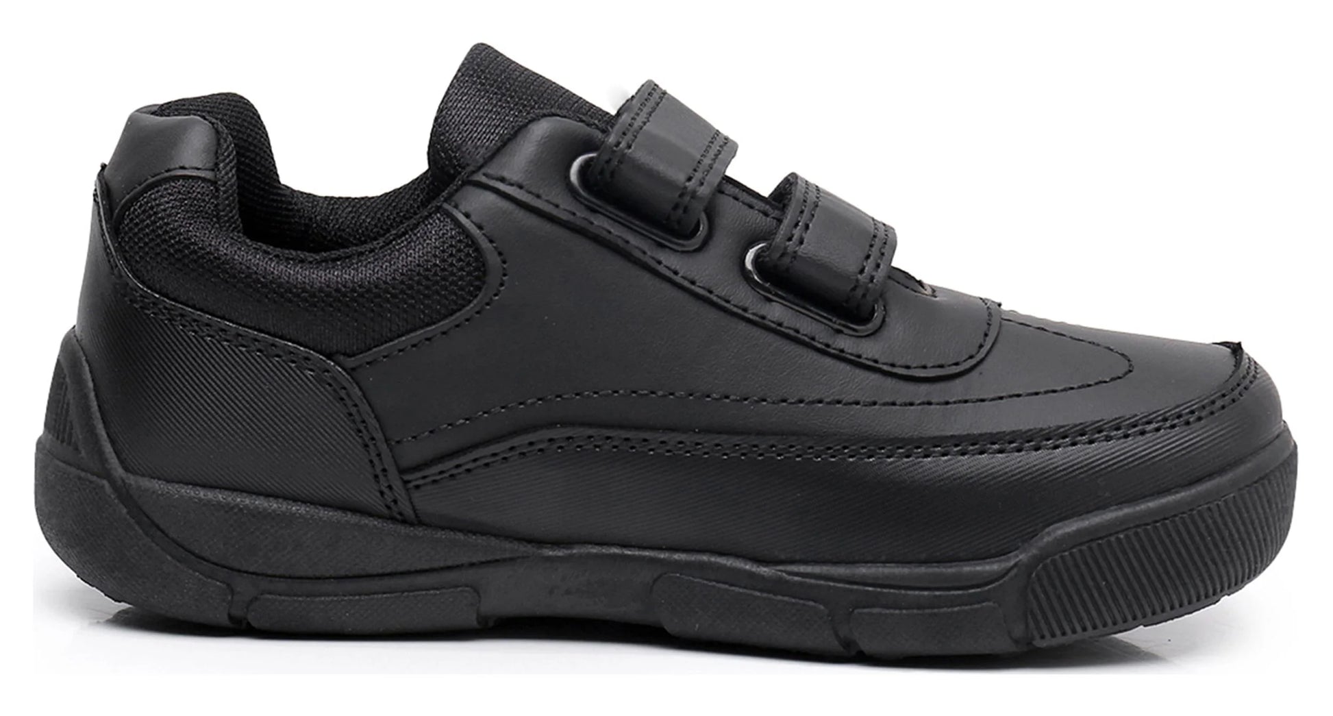 Boys School Uniform Dress Shoe Loafer Shoes Double Hook and Loop (Color : Black, Size : 5 Big Kid)