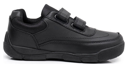 Boys School Uniform Dress Shoe Loafer Shoes Double Hook and Loop (Color : Black, Size : 5 Big Kid)